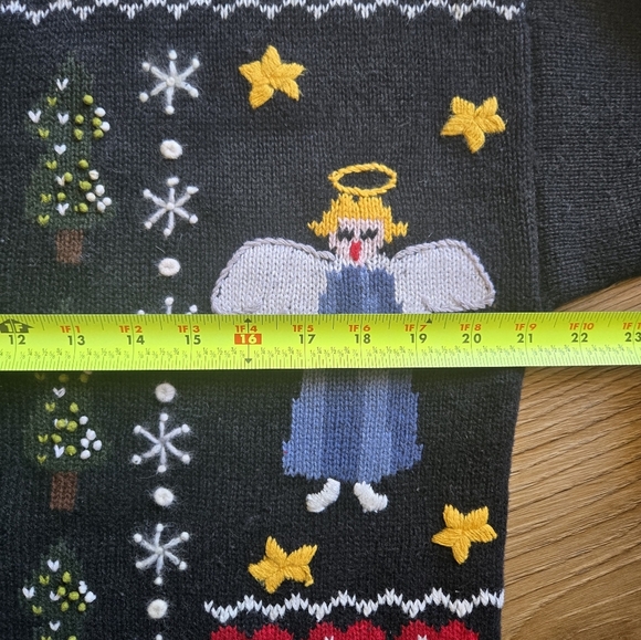 vtg Christmas Sweater "Nut Cracker" Angel and Mittens Crochet Women's Size s - Picture 6 of 8